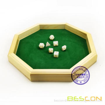 Heavy Duty 12 Inch Octagonal Wooden Dice Tray with Felt Lined Rolling Surface
